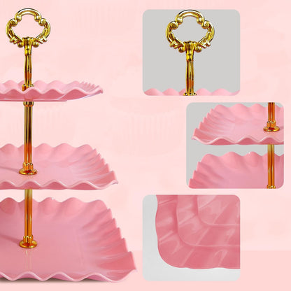 NWK 5 Piece Cake Stand Set with 2 x Large 3-Tier Cupcake Stands, 3 x Appetizer Trays, for Wedding Birthday Baby Shower Tea Party Decorations (White)