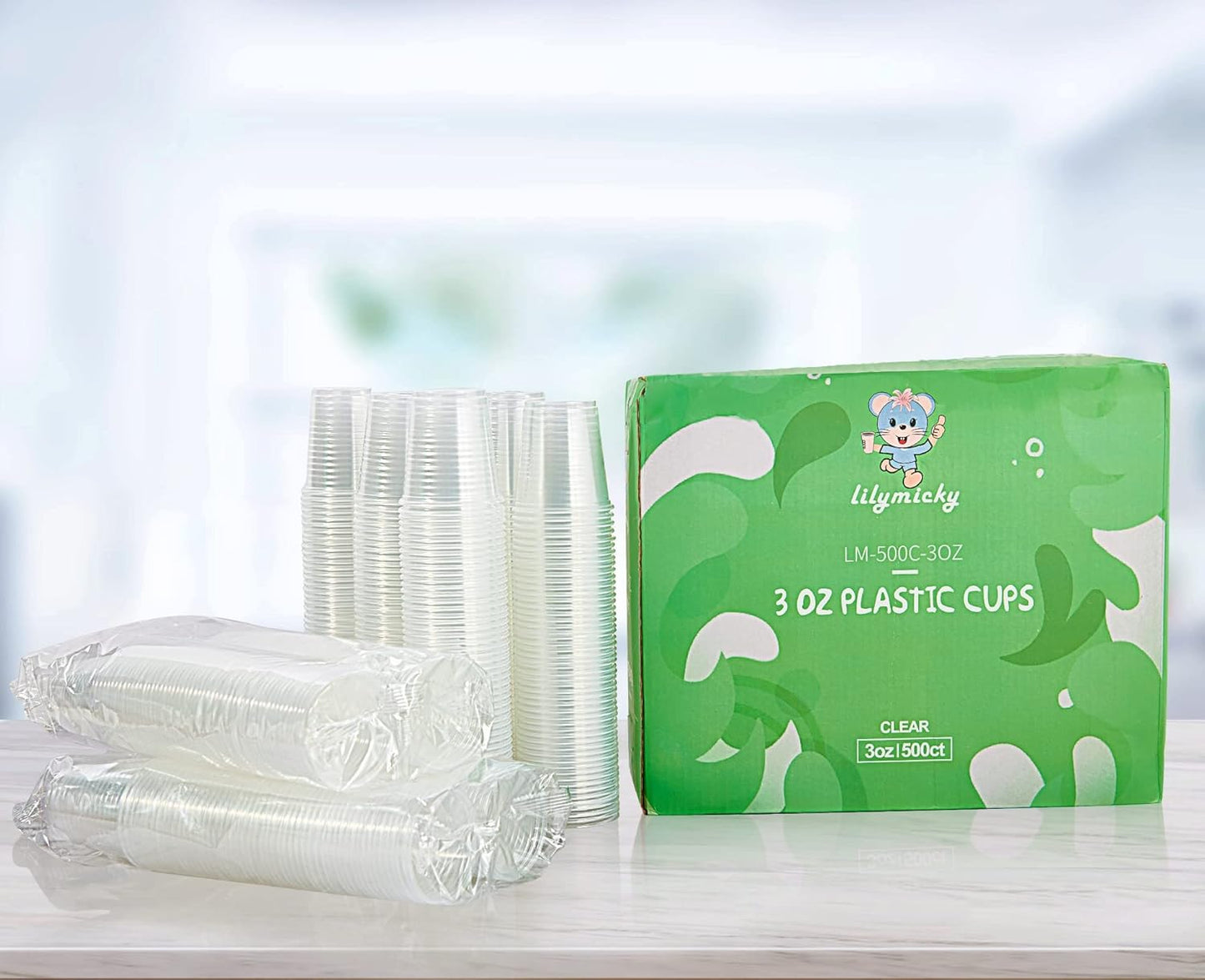 Lilymicky 500 Pack 9 oz Clear Plastic Cups, Disposable Drinking Cups, Plastic Party Cups for Birthday Parties, Picnics, Ceremonies, and Any Events