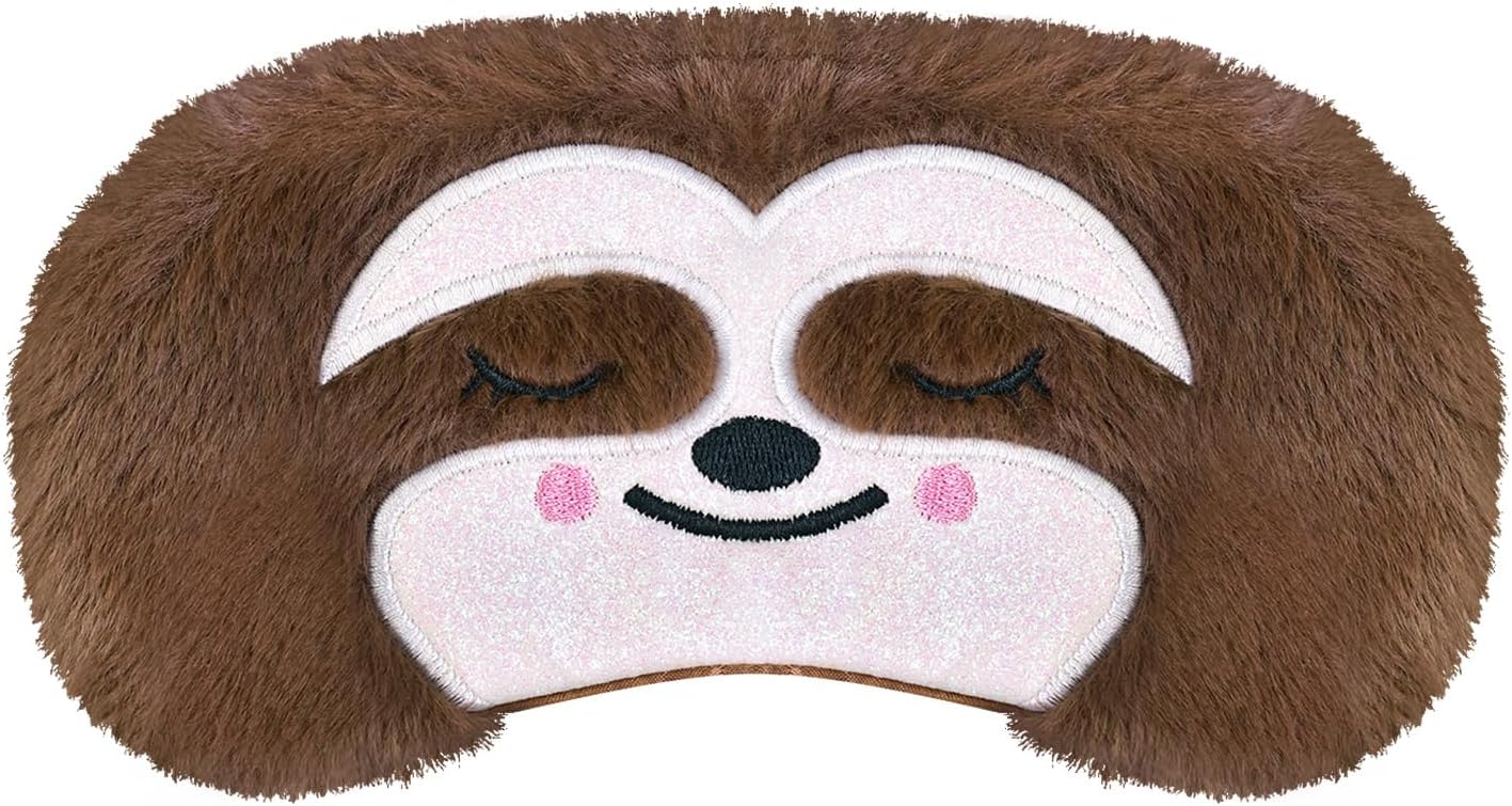 Christmas Reindeer Sleep Mask Cute Antler Eye Masks Sleeping Soft Plush Cartoon Blindfold Funny Animal Eye Cover Xmas Presents for Women Men (Xmas Reindeer,Brown)