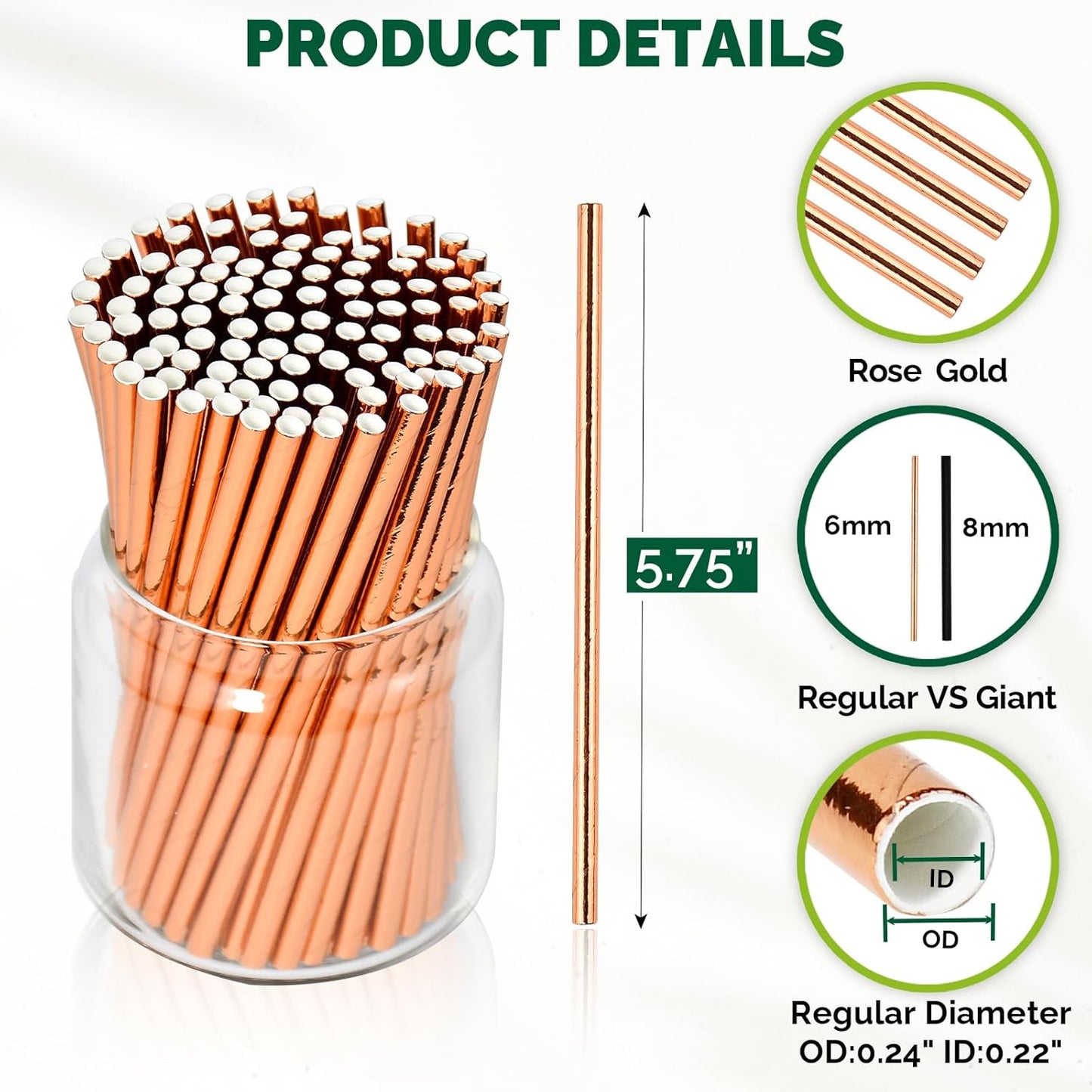 5.75 inch Orange Paper Cocktail Straws, Short Disposable Drinking Straws 500 Counts, Unwrapped - Compostable