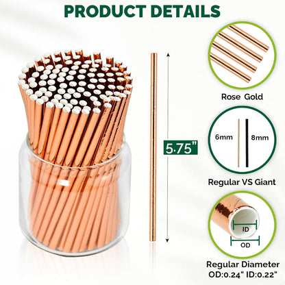 5.75 inch Orange Paper Cocktail Straws, Short Disposable Drinking Straws 500 Counts, Unwrapped - Compostable