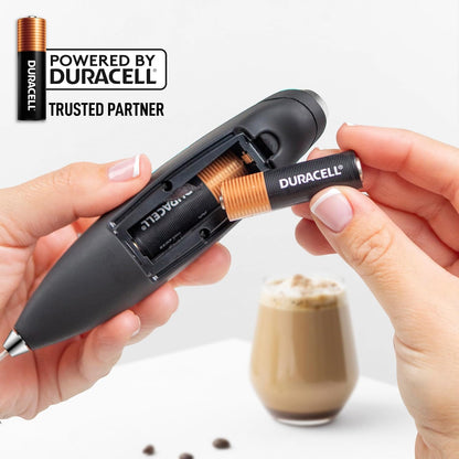Zulay Kitchen Powerful Milk Frother Wand With Duracell Batteries - Ultra Fast Handheld Drink Mixer - Electric Whisk Foam Maker for Coffee, Lattes, Cappuccino & Matcha - Z1 Motor - Black - Colors D