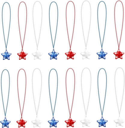 16 Pack Light Up Necklaces Flashing Star Bead Necklaces Glow In The Dark Party Supplies for Weddings Birthday Valentines Mardi Gras July 4th Halloween Christmas