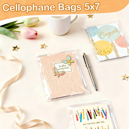 PigPotParty Cookie Bags 4''x 6", 100 Pcs Self Sealing Cellophane Treat Bags, Small Clear Plastic Goodie Bag for Gift, Snack, Party Favor, Candy