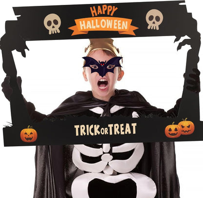 Lucleag Halloween Photo Booth Props Kit, 24Pcs Photo Props & Selfie Frame for Photos Decor, Ghost Bat Pumpkin Spider Photo Props for Halloween Decor Trick or Treat Party Supplies