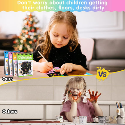 YSCare 24 Pack Scratch Arts and Crafts Notebooks, Rainbow Art Scratch Note, Goodie Bags Stuffers Essentials Gifts for Birthday Party Favors Classroom Prizes