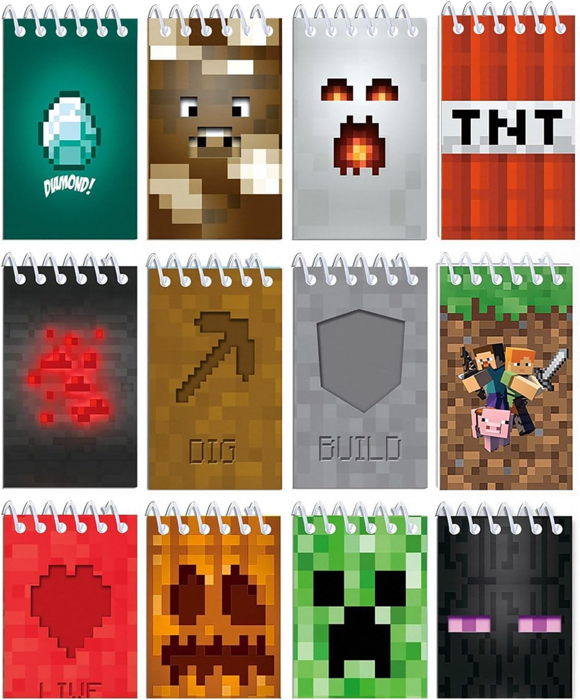 12 Pcs Pixel Mini Notepads, Game Theme Party Favors, Office Desk Accessories, Classroom Prizes, Goodie Bag Stuffers