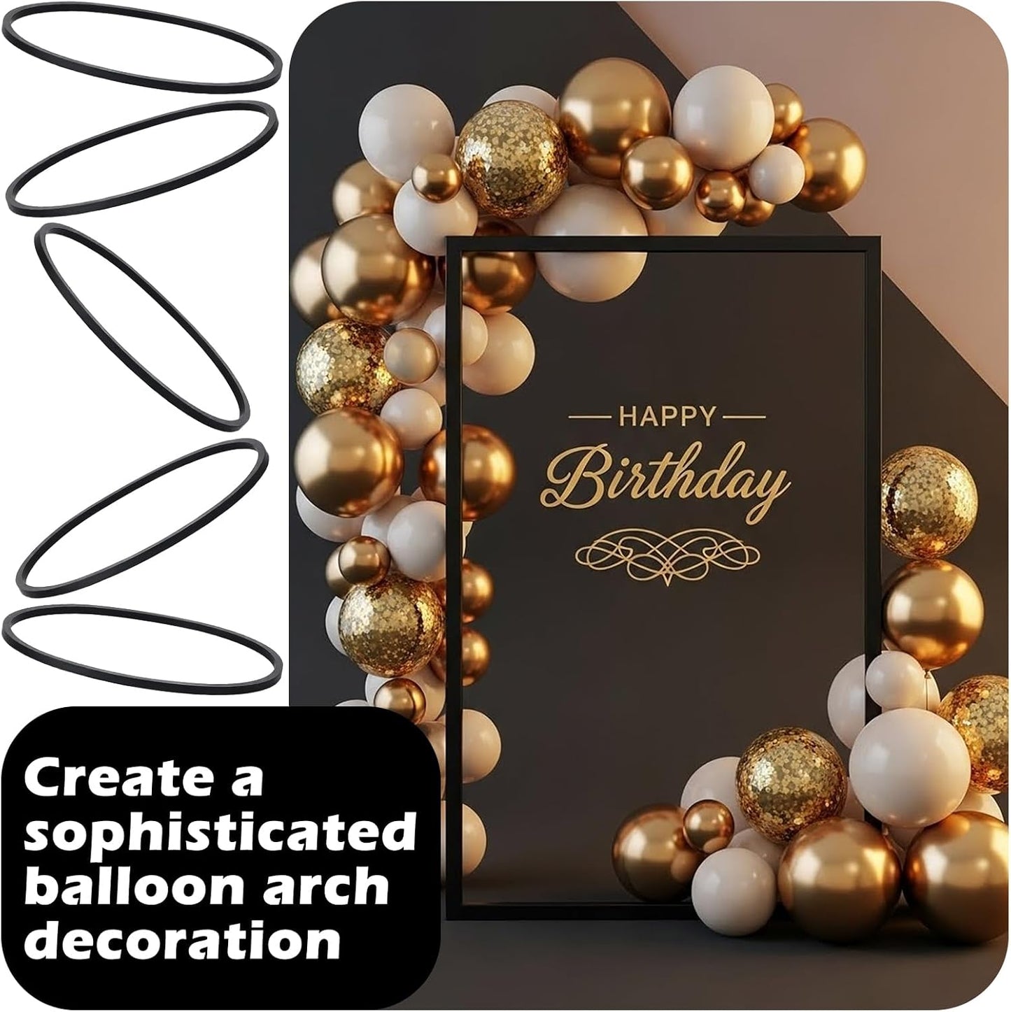 LemonRoad 200 Pcs Black Rubber Bands for Balloon Arch Elastic Tying Bands for Balloon Garland Background Curtain Decoration Fixing and Connecting 3.15 Inch Folded Length