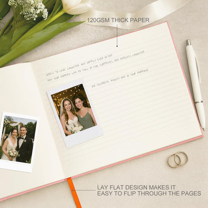 &And Per Se White Wedding Guest Book with Photo Spots – Elegant Hardcover Sign-in Book for Weddings, Baby Showers & Special Events – Blank & Lined Memory Keepsake Album