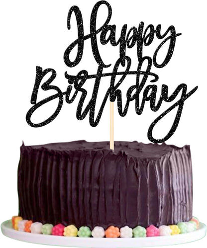 ZHUOWEISM 1 PCS Gold Happy Birthday & Anniversary Cake Topper