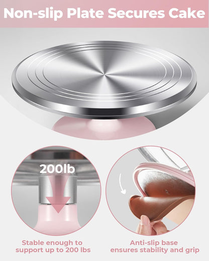 Kootek Aluminium Alloy Revolving Cake Stand 12 Inch Rotating Cake Turntable for Cake, Cupcake Decorating Supplies for Mother's Day