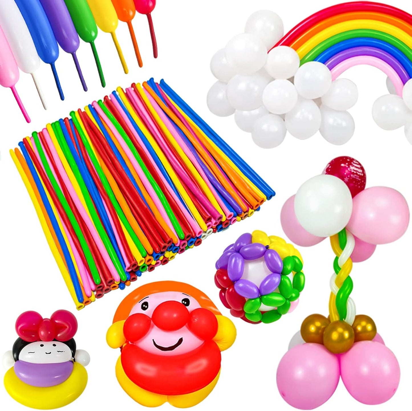 260 Balloons Clear, Thickening Long Balloons for Tying Arch, Twisting Latex Animals Magic Modeling Skinny Birthday Balloon for Kid‘s Party Wedding Decoartion Supply 100pcs