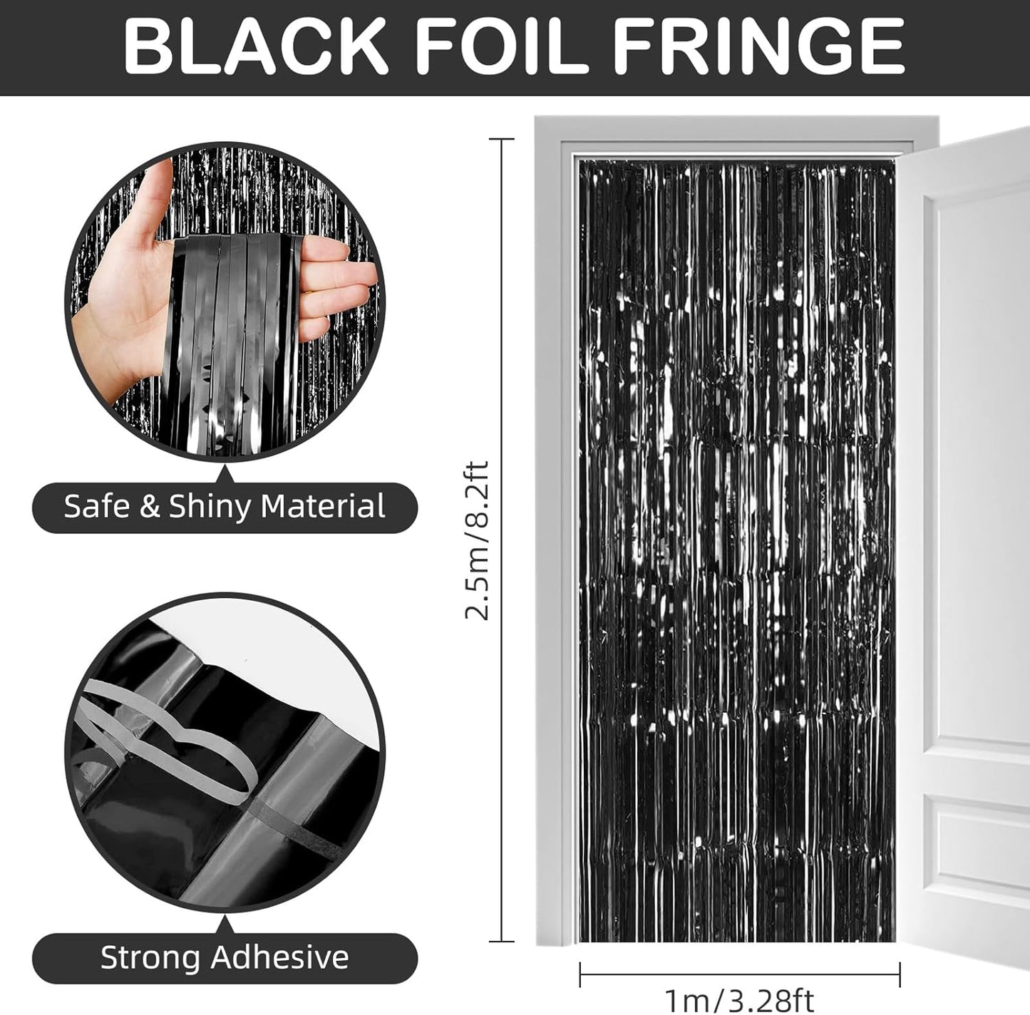 Silver Fringe Curtain Party Streamers, 12 Pack 3.3ft x 8.2ft Foil Curtain Backdrop Tinsel Foil Fringe Curtains Photo Booth Backdrop Streamer for Birthday, Wedding, Baby Shower, Disco Party