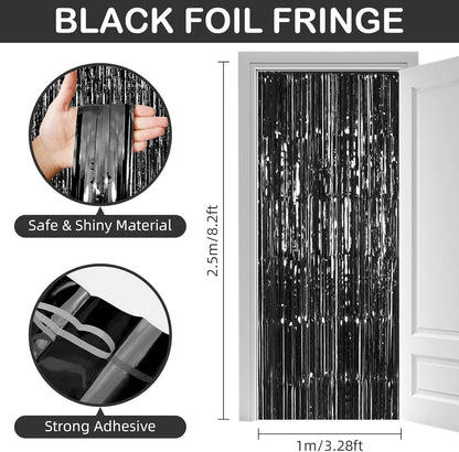 Silver Fringe Curtain Party Streamers, 12 Pack 3.3ft x 8.2ft Foil Curtain Backdrop Tinsel Foil Fringe Curtains Photo Booth Backdrop Streamer for Birthday, Wedding, Baby Shower, Disco Party