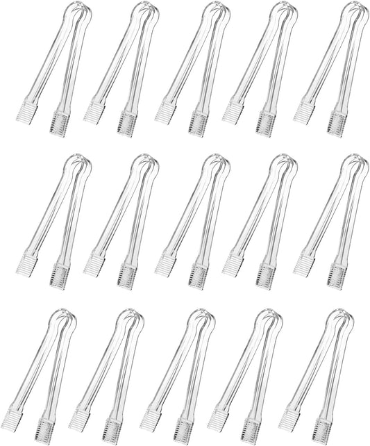 J-Chen 15PCS Plastic Buffet Serving Tongs Mini Serving Utensil Tongs Appetizers Tongs Clear Kitchen Tongs 6.3 Inch Small Ice Tongs for Tea and Coffee Party Catering Appetizers Desserts Cake Sandwich