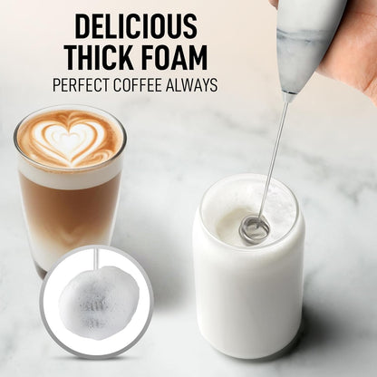 Zulay Kitchen Powerful Milk Frother Wand With Duracell Batteries - Ultra Fast Handheld Drink Mixer - Electric Whisk Foam Maker for Coffee, Lattes, Cappuccino & Matcha - Z1 Motor - Black - Colors B