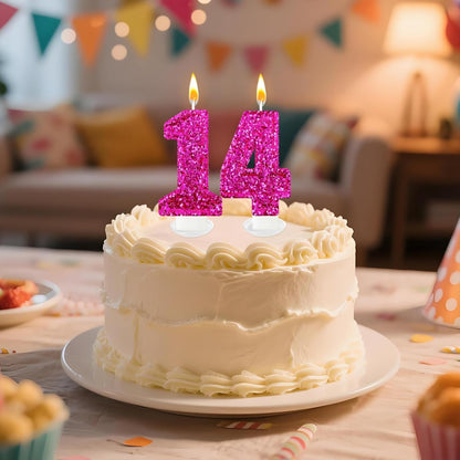 Birthday Number Candles, Glitter Number Candle Cake Decorations with Sequins, Cupcake Decorations for Girls, Women, Party Anniversary Celebrations (Number 6, Purple)