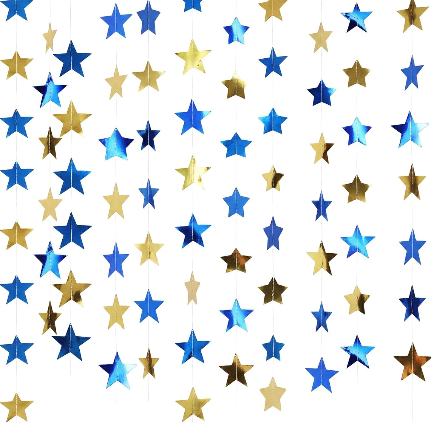 Spakon 65 Feet Glitter Star Paper Garland Banner Hanging Decoration Star Streamers Double Side 2026 Graduation Decorations for Wedding Birthday Festival New Year Party Decoration (Gold)