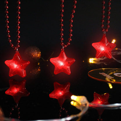 8 Pcs Light Up Necklaces Flashing Star Bead Necklaces Glow In The Dark Party Supplies for Weddings Birthday Valentines Mardi Gras July 4th Halloween Christmas