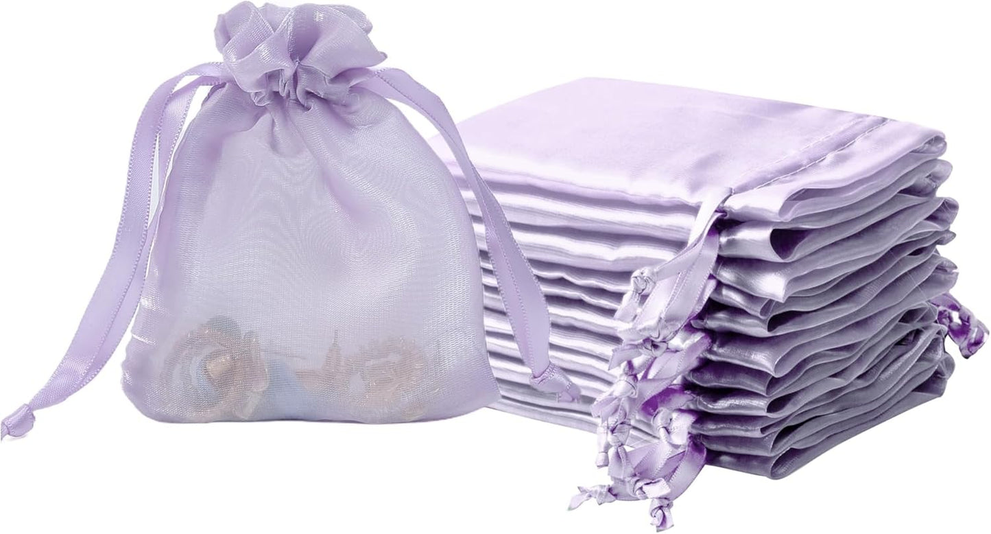 QIANF 20 Pcs Peacock Blue Small Organza Bags 3X4 inch for Wedding Favors with Drawstring, Mini Mesh Gift Bags Jewelry Pouch for Candy Bridal Shower Party Favor Baby Shower Christmas