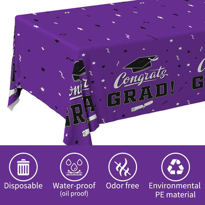 Gatherfun Graduation Party Decorations, Gongrats Grad Tablecover for Graduation Party Supplies, 3 pcs Green Table Cloths, 54"x108"