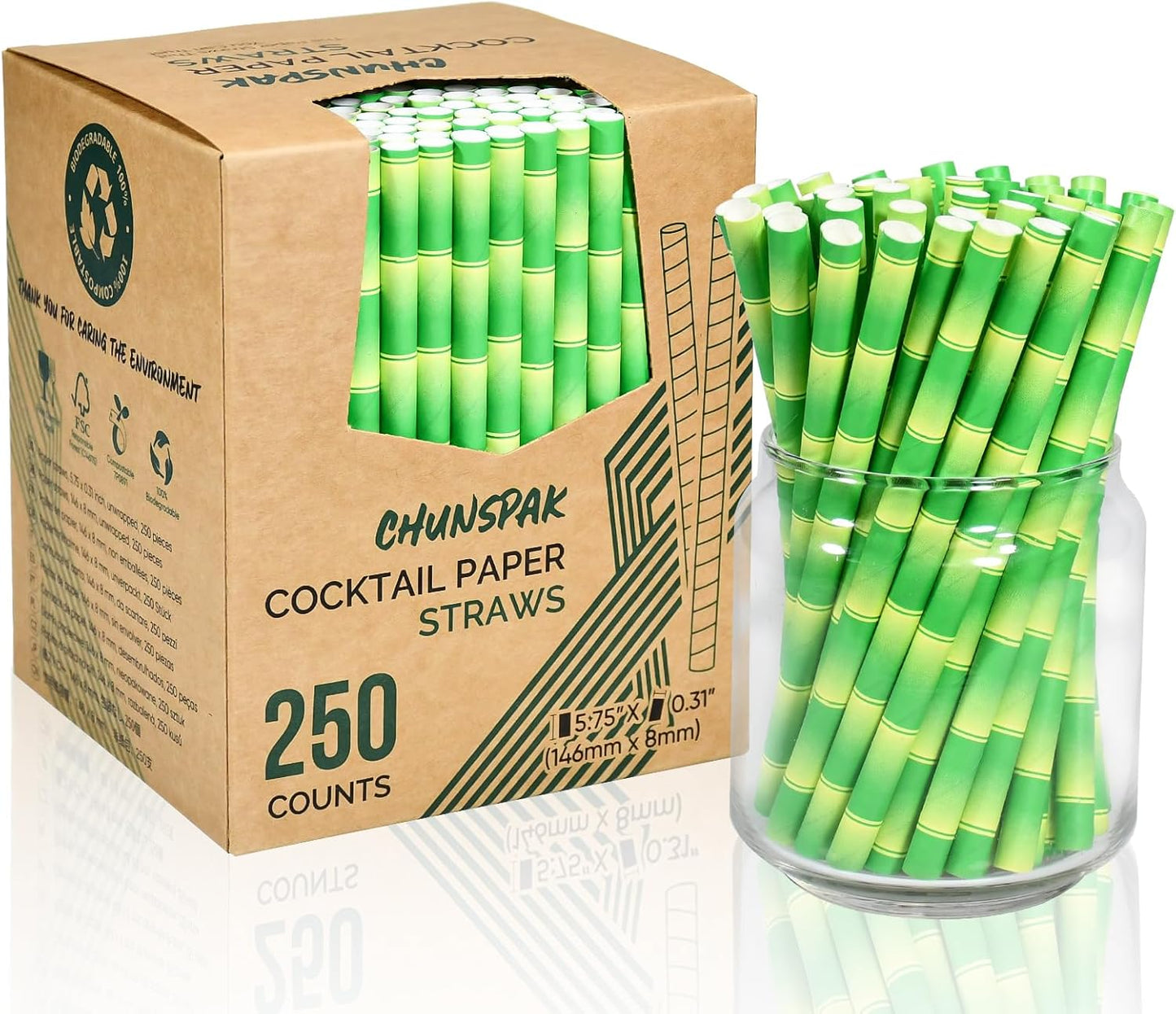 5.75 inch Orange Paper Cocktail Straws, Short Disposable Drinking Straws 500 Counts, Unwrapped - Compostable
