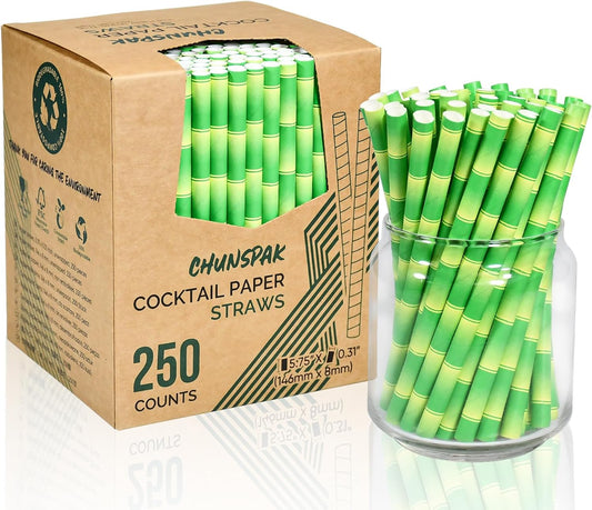 5.75 inch Orange Paper Cocktail Straws, Short Disposable Drinking Straws 500 Counts, Unwrapped - Compostable