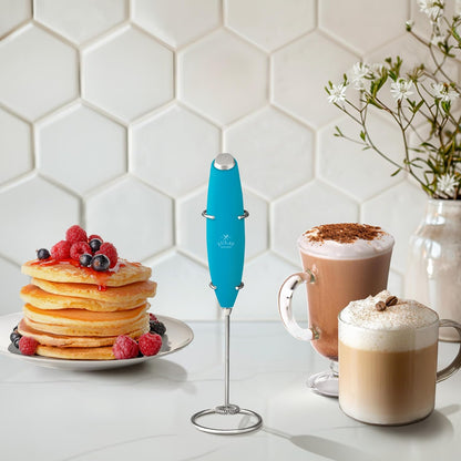 Zulay Kitchen Powerful Milk Frother Wand With Duracell Batteries - Ultra Fast Handheld Drink Mixer - Electric Whisk Foam Maker for Coffee, Lattes, Cappuccino & Matcha - Z1 Motor - Black - Colors D