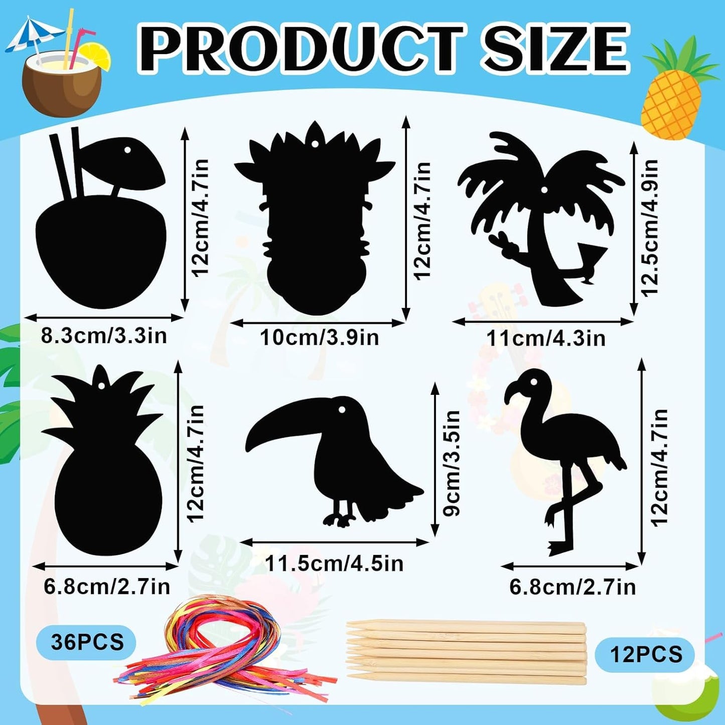 JULMELON 36 PCS Ocean Crafts, Rainbow Scratch Art Under The Sea Party Favors DIY Magic Color Summer Ocean Animals Scratch Cards for Summer Party Favors School Activities