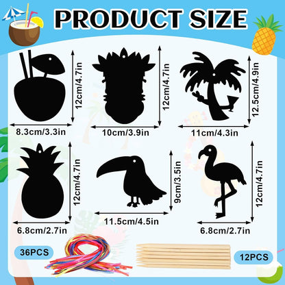 JULMELON 36 PCS Ocean Crafts, Rainbow Scratch Art Under The Sea Party Favors DIY Magic Color Summer Ocean Animals Scratch Cards for Summer Party Favors School Activities