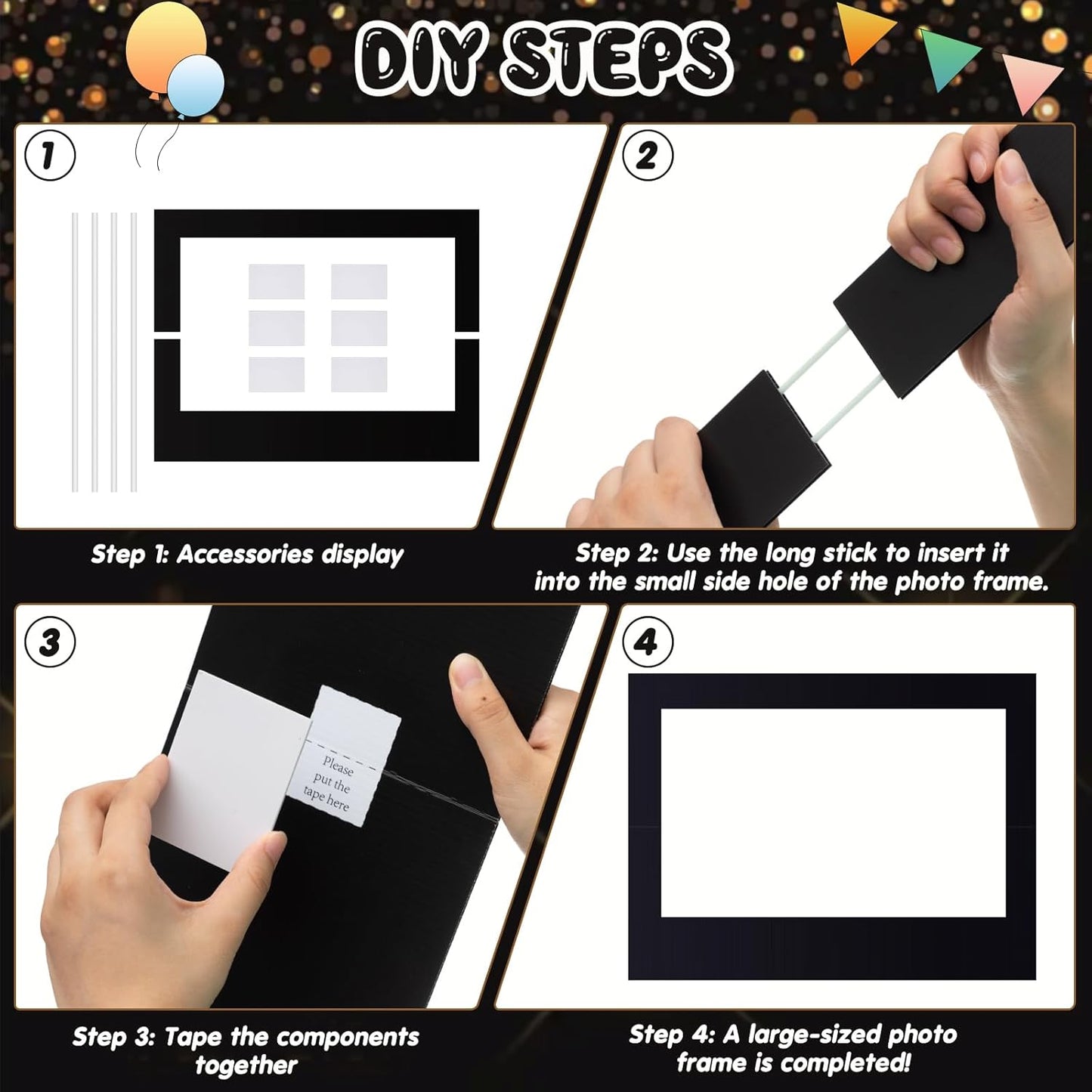 Beeveer 32 x 24 Inch Photo Booth Selfie Frame Prop Booth for Birthday Event Parties Large Blank DIY Cutout Props for Funny Decoration Christmas, Holiday Supplies