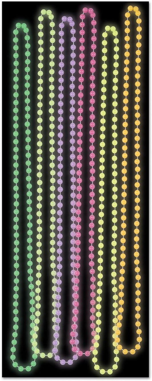 Glow in The Dark Party Beads, 7mm x 33"