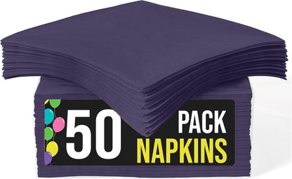 Party Solids Purple Paper Napkins Disposable Everyday 50 Pcs 2 Ply Purple Dinner Napkins Paper Everyday For Parties & Party Supplies