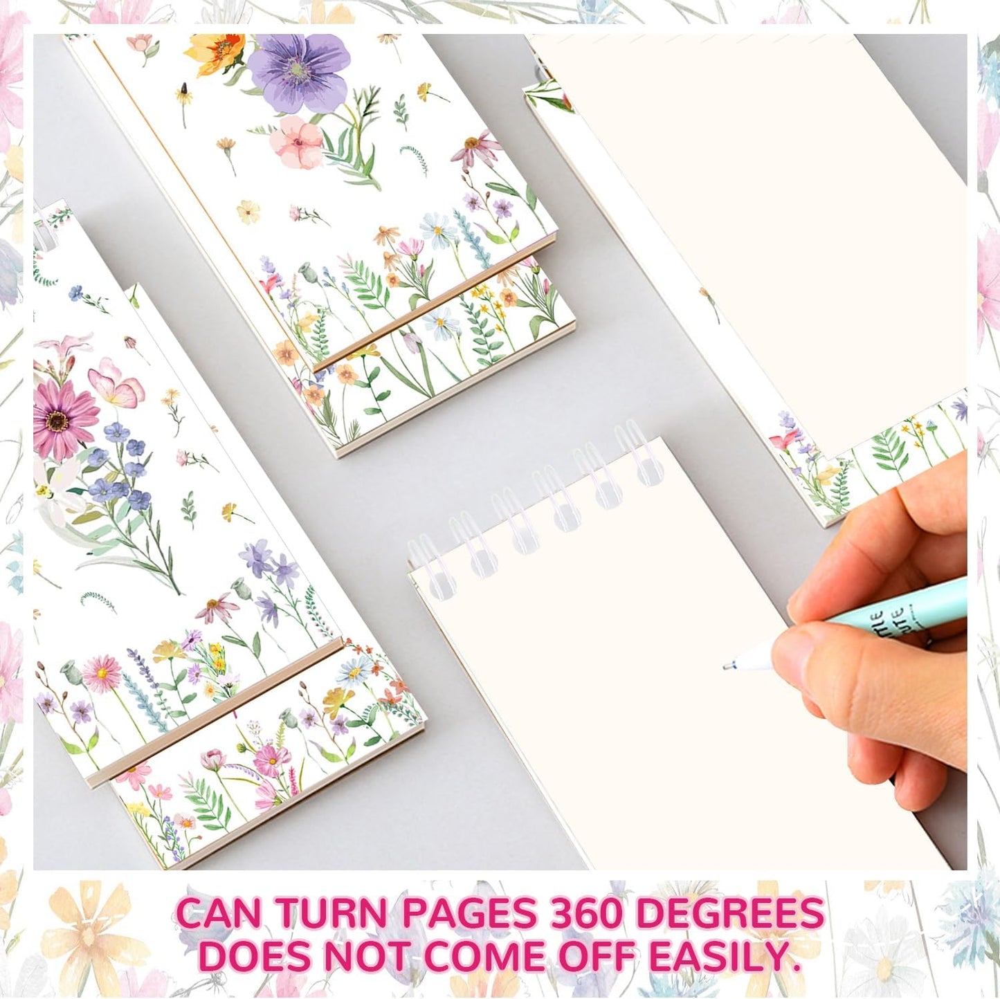 24 PCS Wildflower Mini Notebooks, Wildflower Flower Party Favors Pocket Notepads Journal Memo Spiral Notebooks for Birthday Party Supplies