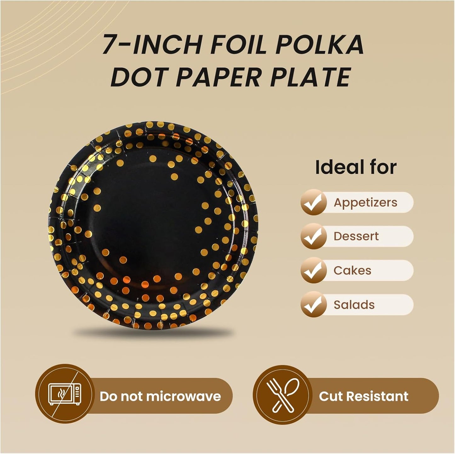 75PCS Paper Plates and Napkins Set - White and Gold Dot Disposable Party Dinnerware Includes Paper Plates, Napkins, Forks Decorations for 2026 New Year, Birthday, Wedding and Holiday, Serves 25