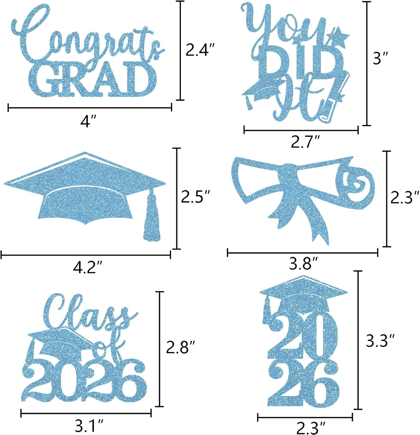Graduation Centerpiece Sticks 24PCS Glitter Grad Picks Party Table Decor Senior High School College Sign Gold