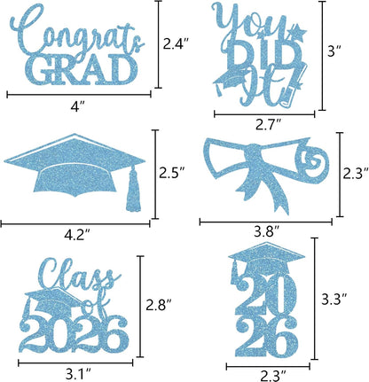 Graduation Centerpiece Sticks 24PCS Glitter Grad Picks Party Table Decor Senior High School College Sign Gold