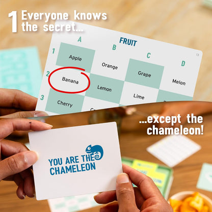 The Chameleon: Award-Winning Bluffing Board Game for Family, Adults & Friends | Includes 80 Extra Secret Words | Who is The Imposter?