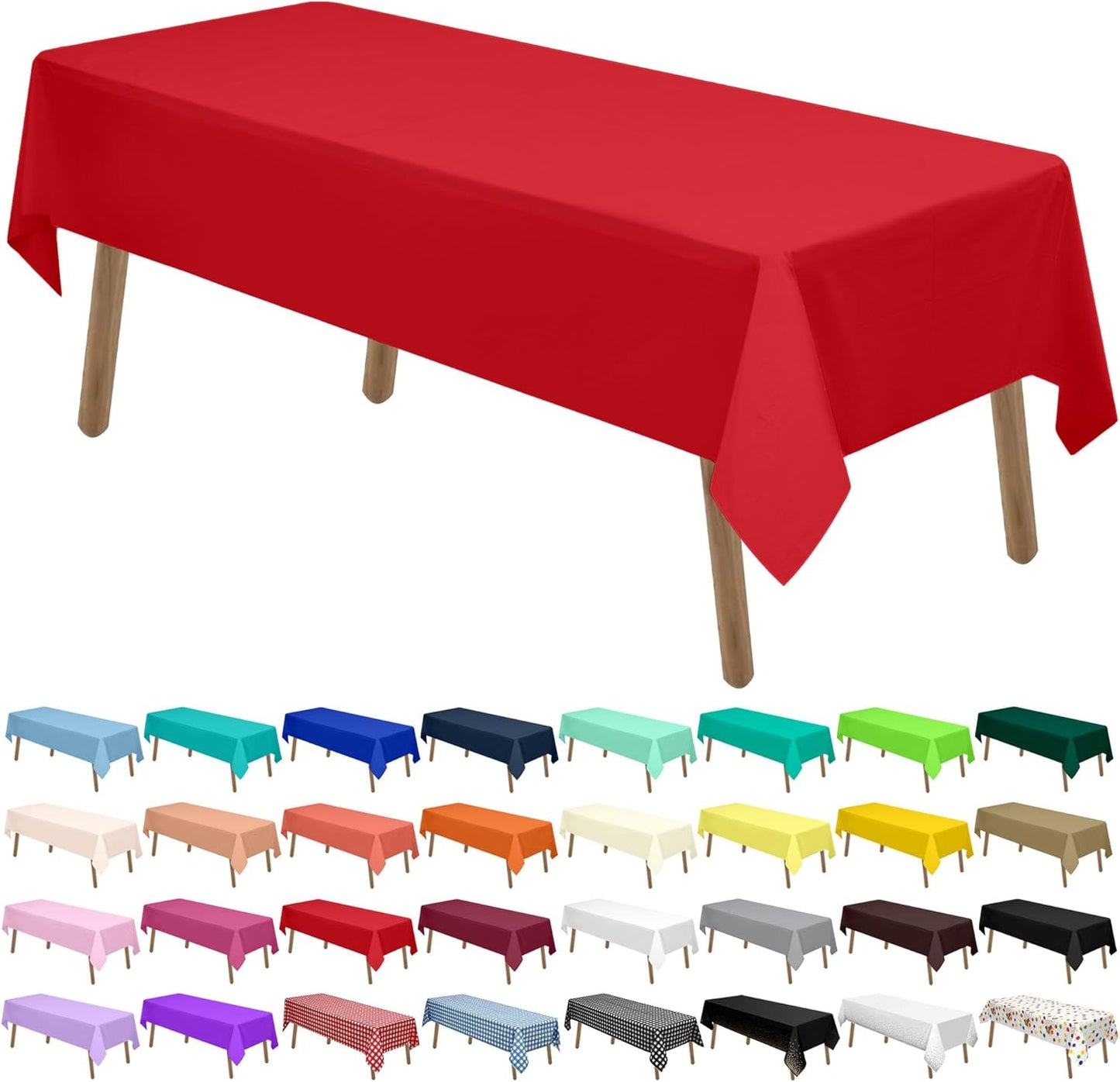 PARTY ULYJA White Plastic Tablecloths 2 Pack Disposable Table Covers 54 x 108 Inch Bridal Shower PEVA Vinyl Table Cloths for Picnic Birthday Wedding Banquet Parties 8 ft Rectangle Table Use