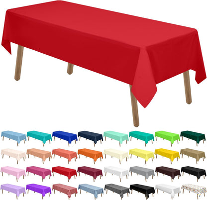 PARTY ULYJA White Plastic Tablecloths 2 Pack Disposable Table Covers 54 x 108 Inch Bridal Shower PEVA Vinyl Table Cloths for Picnic Birthday Wedding Banquet Parties 8 ft Rectangle Table Use
