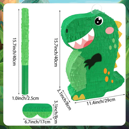 Dinosaur Pinata - Dinosaur Decorations with a Blindfold and Bat for Boys Girls Animal Themed Birthday Party Kids Classroom Game Decorations Supplies (15.7 x 11.4 x 3.1 Inches)