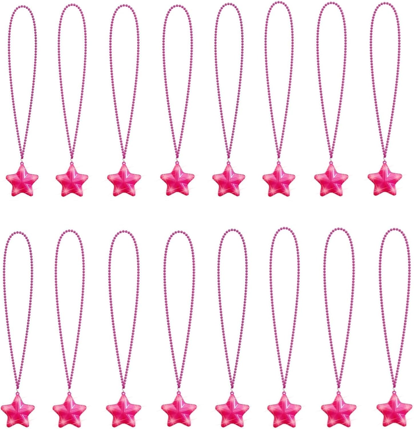 16 Pack Light Up Necklaces Flashing Star Bead Necklaces Glow In The Dark Party Supplies for Weddings Birthday Valentines Mardi Gras July 4th Halloween Christmas