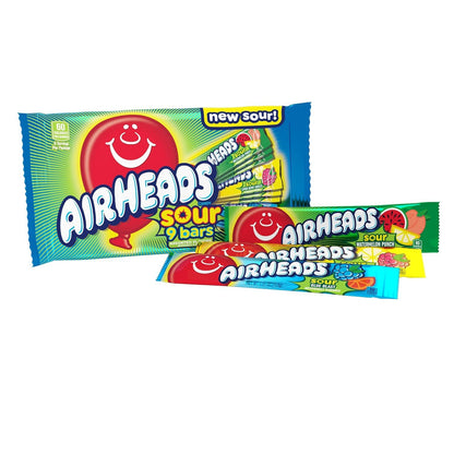 Airheads Full-Size Candy Bars, Taffy Candy Bulk Variety Pack, Individually Wrapped, Six Assorted Fruit Flavors Artificially Flavored, 60 Count Box