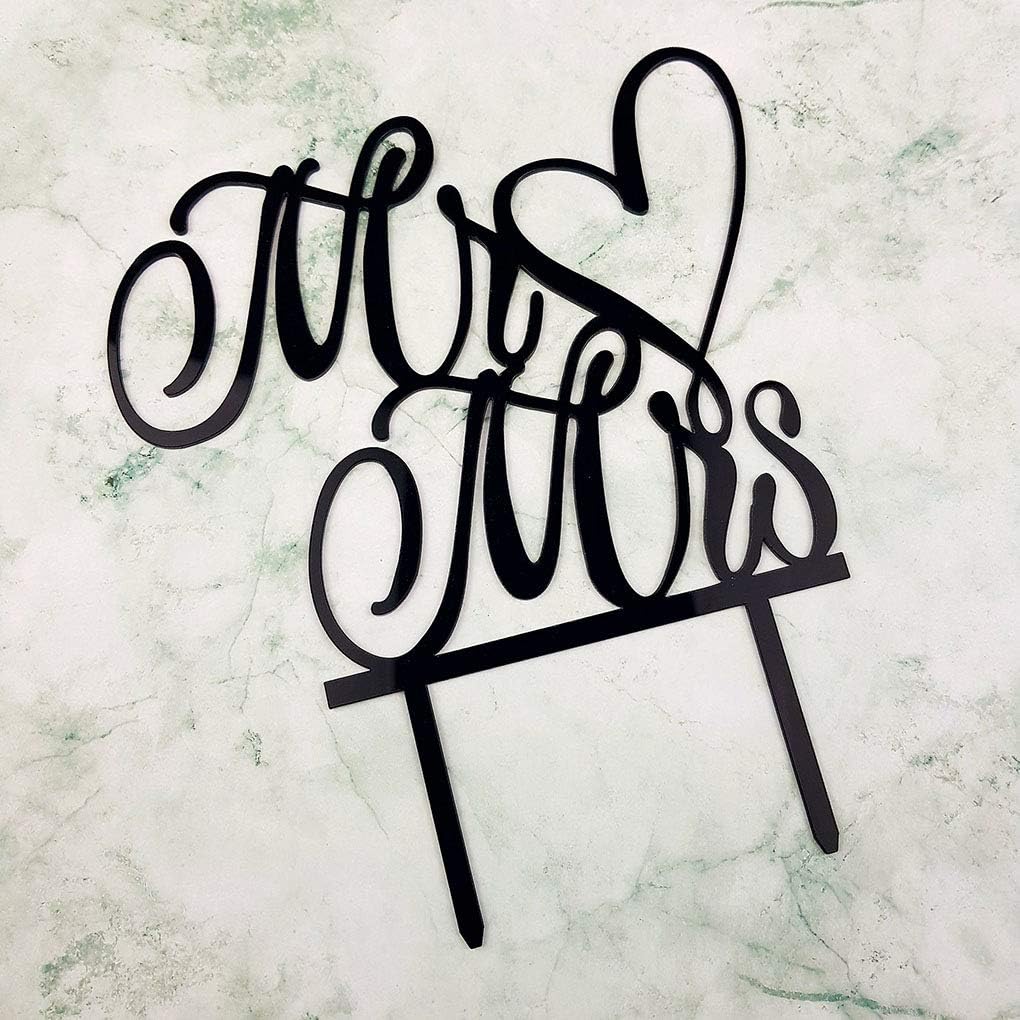 Mr and Mrs Cake Topper, Bride and Groom Sign Wedding, Engagement Cake Toppers Decorations (Mirror Gold Acrylic)