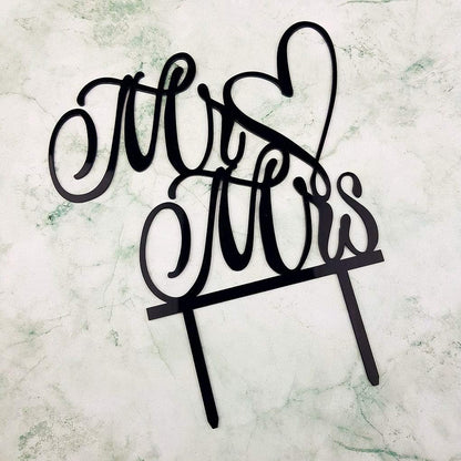 Mr and Mrs Cake Topper, Bride and Groom Sign Wedding, Engagement Cake Toppers Decorations (Mirror Gold Acrylic)