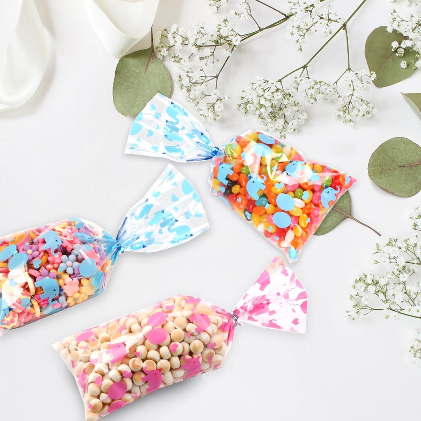 100 Pcs Star Printed 5"X 7" Gift Wrap Cello Cellophane Treat Bags Party Favor bags Clear Candy Cookie Bag Plastic Poly Goodie Storage Bag with Twist Ties for Bakery,Birthday, Wedding ,Party Decorations (Gold)