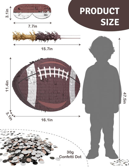 Soccer Piñata – Includes Wooden Stick, Blindfold, and Confetti – 13"x13"x3" – Perfect for Sports Party Decorations and Soccer Pinatas for Birthday Party