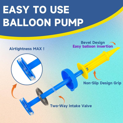 SUSWIM Balloon Pump Handheld Two-Way Dual Action,Double-Way Air Intake Portable Manual Inflator for Balloons,Swimming Rings, Inflatable Toys, Party Decorations
