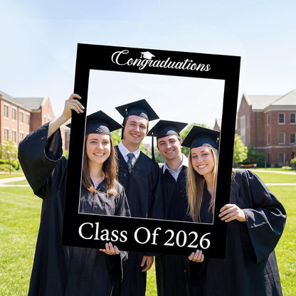 Wenqik Class of 2026 32 x 24 Inch Graduation Photo Booth Frame Props 2026 Graduation Picture Frame PVC Cutouts Grad Selfie Decorations for College Grad Party Supplies