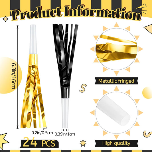 Deekin 200 Pcs Graduation Party Blowers, Metallic Foil Noisemakers Class of 2026 Bulk, Multicolor Grad Noise Makers for Graduation Party Decorations, Congrats Grad Supplies(Gold)